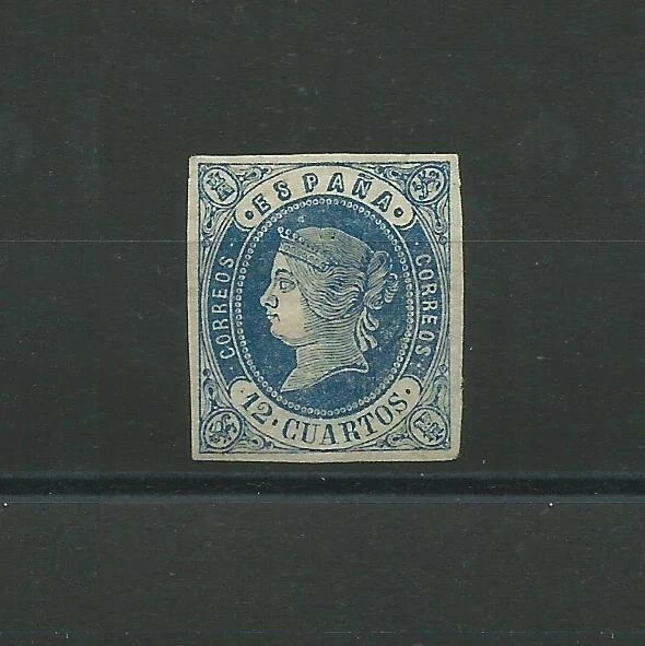 1862 Espagne Spain Espana Isabella II 12 C Bleu Ciel Sur Rose N 55 Neuf Mlh