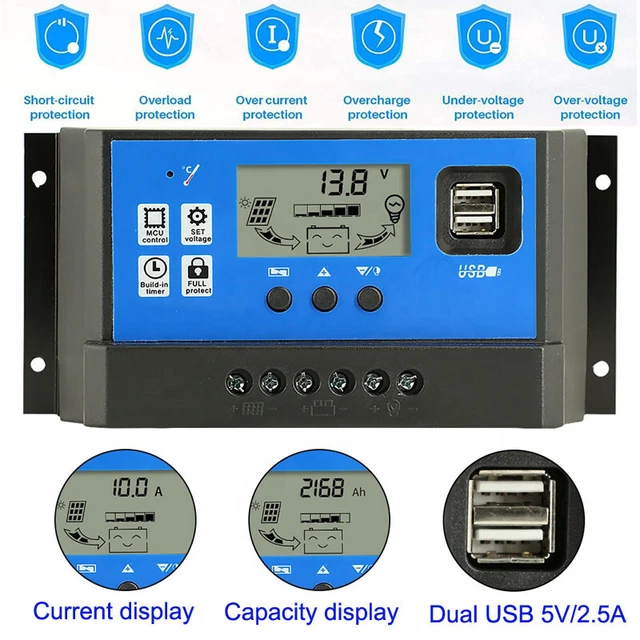 12V 24V CAR Solar Panel Battery Regulator PWM 10A60A Solar Charge