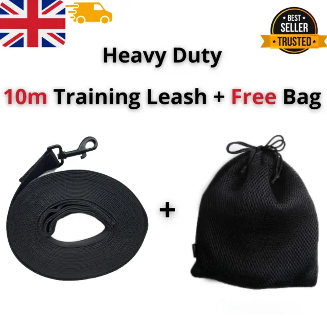 Pet Dog Training Lead 10M Long Strong Tracking Leash Line Walking Recall UK