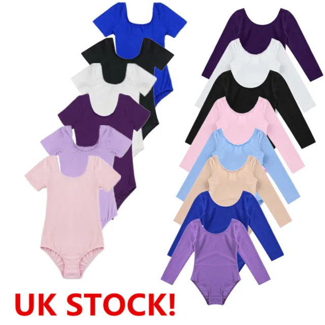 UK Girls Ballet Dance Leotard Dress Bodysuit Kids Gym Yoga Dancewear Costumes