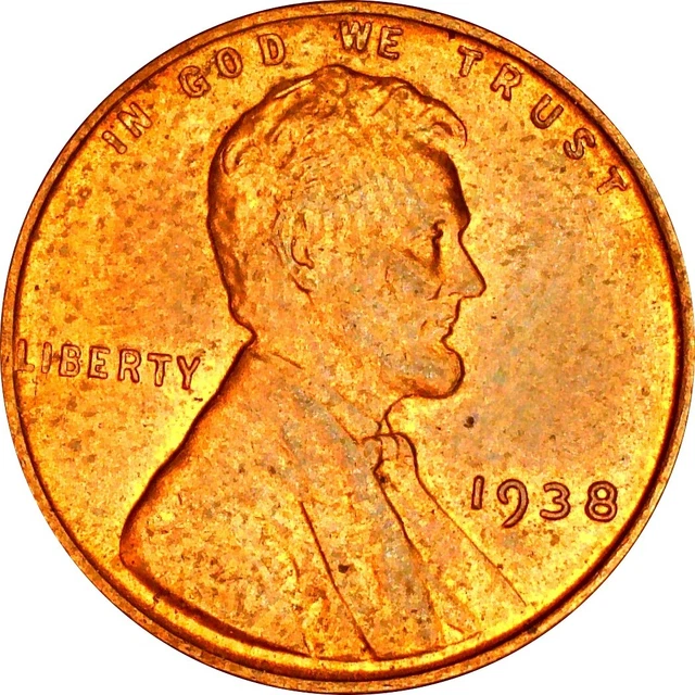 1938 Lincoln Wheat Penny Cent ~ Gem BU (red) ~ *Fresh OBW Coin* ~ P0165