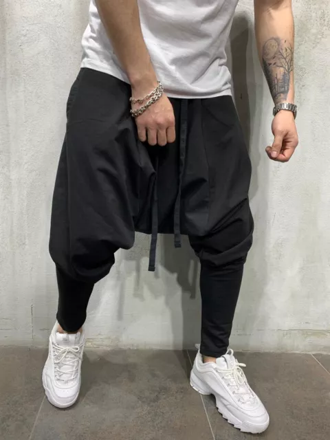 Mens Casual Sport Long Pants Jogger Cotton Harem Pants Sport Hip Hop Trousers