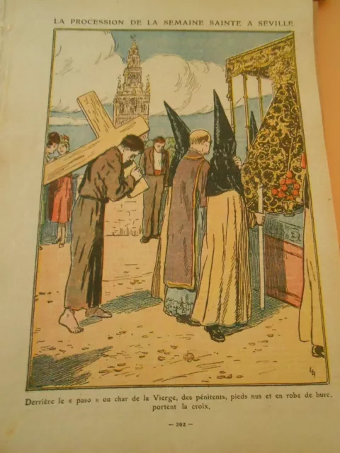 1930 The Procession of Holy Week in Seville Penitents Barefoot Print