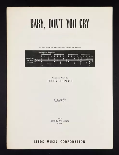 Baby Don't You Cry Johnson 1941 Vtg Sheet Music Piano Vocal Guitar Swingova