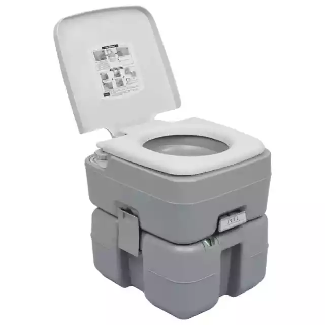 Campingtoilette Tragbar Grau 20+10L Mobile Chemietoilette WC Toilette vidaXL