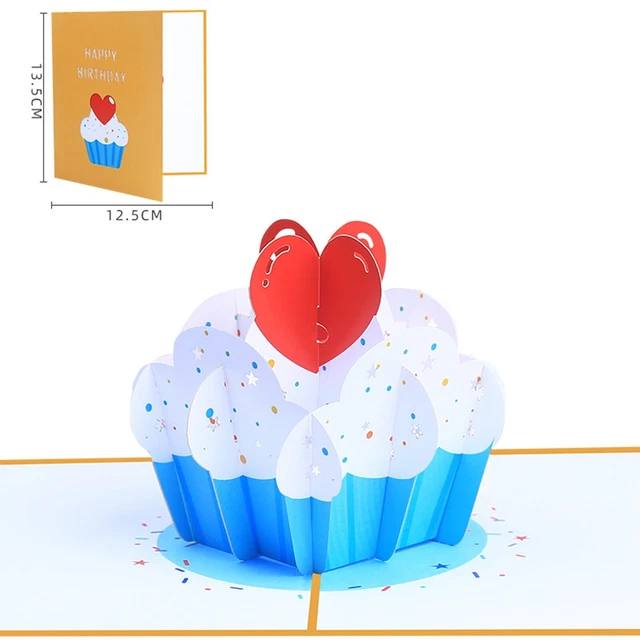 Biglietto di auguri pop-up con torta di compleanno 3D per ragazza, bambino, moglie, marito, biglietti di auguri per tutte le occasioni, regalo di compleanno divertente