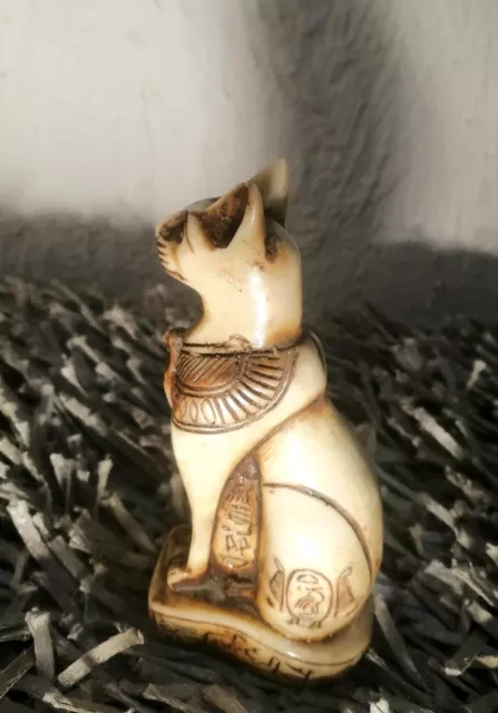 Ancient Egyptian Antiquities Statue Goddess Bastet Cat - white Stone