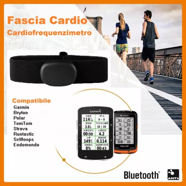 Fascia Cardio per Garmin Bluetooth Ant Bryton Polar Cardiofrequenzimetro Suunto