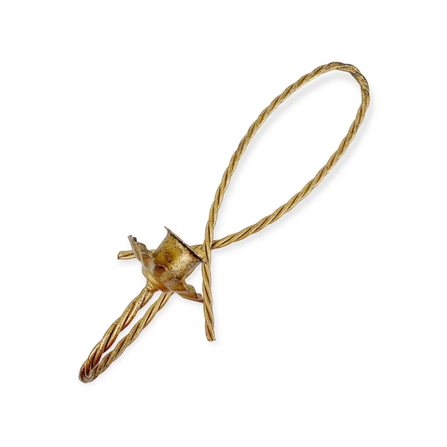 Vintage Brass Wall Candlestick Holder Hanging Metal Patena Twisted Rope