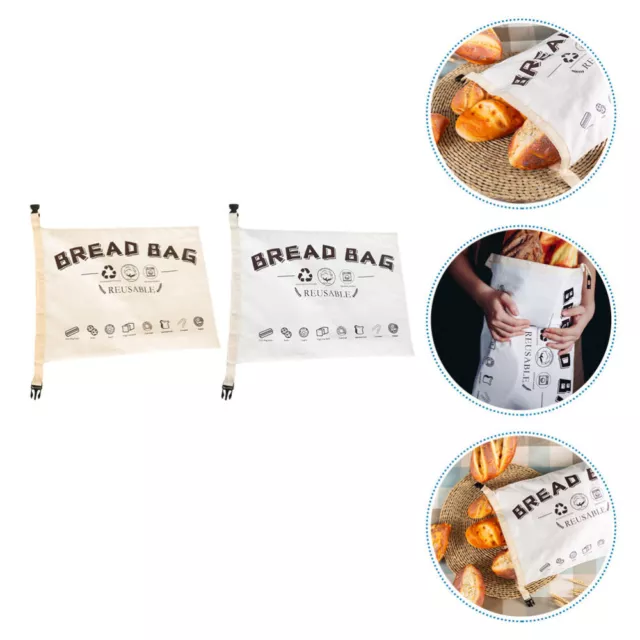 2 Pcs Reusable Bread Bags Freezer Release Buckle Loaf Breads Food