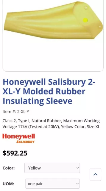 Salisbury C2T1-XL Yellow Class 2 Type I Curved Lineman Rubber Insulating Sleeves