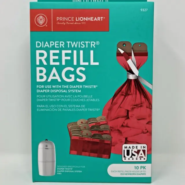 Diaper Twist’r Refill Bags 10-Pack Diaper Disposal Prince Lionheart USA