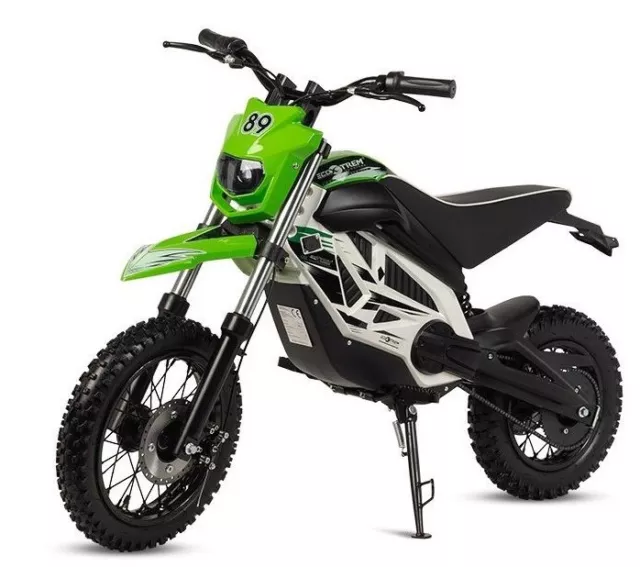Moto electrica potente motocross cross bateria 1000w 36v infantil verde blanca