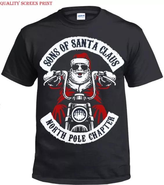 T-shirt Sons Of Santa BAMBINI - Divertente - Biker - Decembeard - Fanc/SANTA /Natale /Regalo