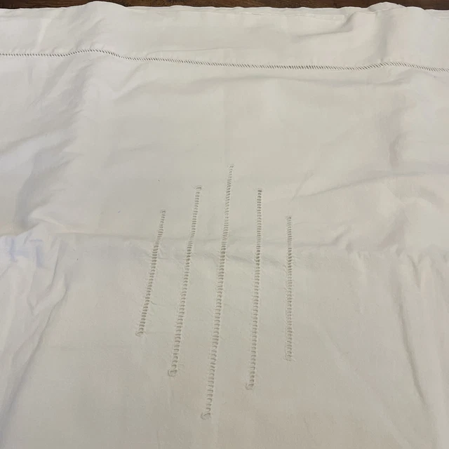 Grand Drap Brodé Ancien Coton – 290x200cm – Jours, Retour Et Plumetis – Blanc