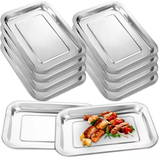 10Pcs Stainless Steel Baking Trays Non-Stick Oven Safe Easy Clean-OX