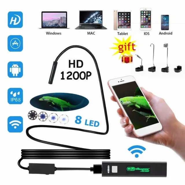 USB Wifi Endoskop Inspektion Kamera 5M 8 LED Endoscope für IOS Android Handy DHL