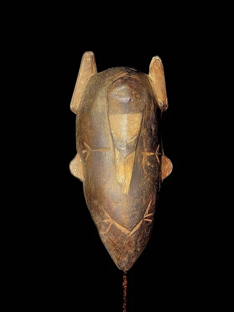 Maschera africana antica arte tribale faccia vintage scultura in legno guro...