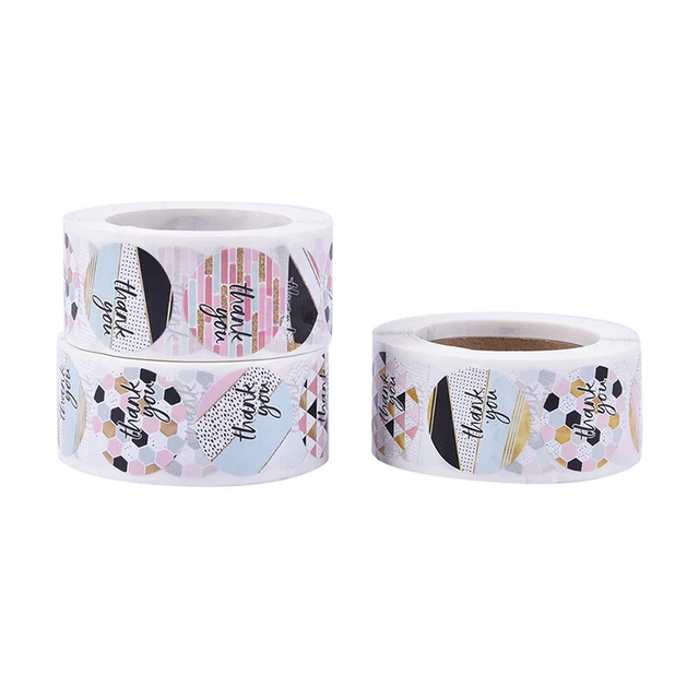 500 pz/rotolo motivo geometrico rotondo rosa rotondo adesivi grazie sigillo labe-qi -TM