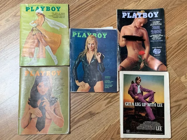 Playboy Magazines Vintage Lot of 5 1969 1970 1971 1975 Acceptable