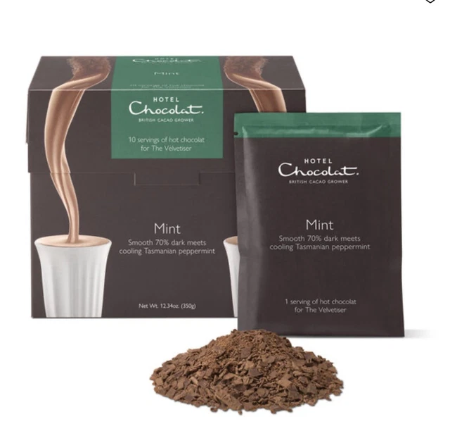 HOTEL CHOCOLAT FLAKES Mint Hot Drinking Chocolate Velvetiser Dualit