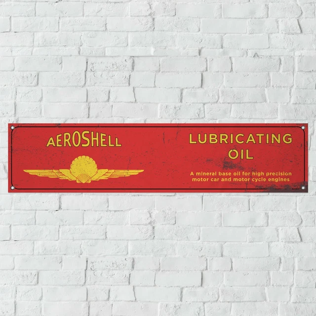 VINTAGE AEROSHELL OIL Banner Motor Oil Fuel Garage Workshop PVC Sign £ ...