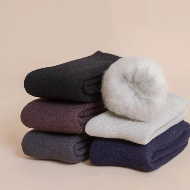 5 Pairs Mens Extra Thick Fleece Brushed Thermal Socks Soft Warm Winter Sock