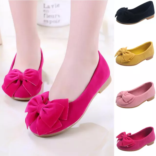 kids baby infants girls shiny spanish bow wedding flat party patent shoes size