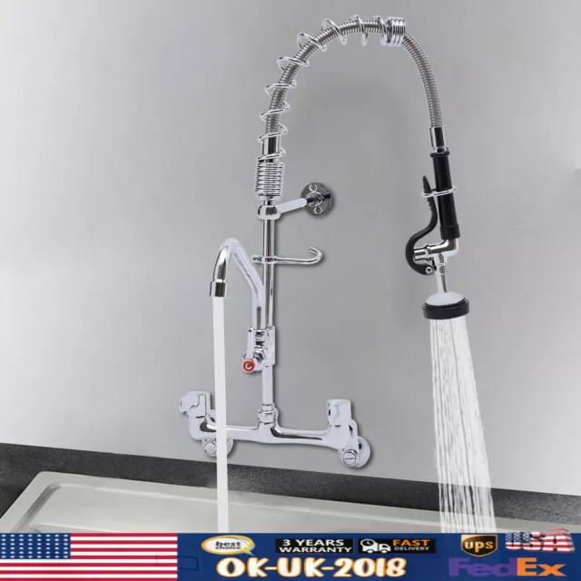 Commercial Faucet Wall Mount Kitchen Sink for Restaurant Industrial 360° Rotate