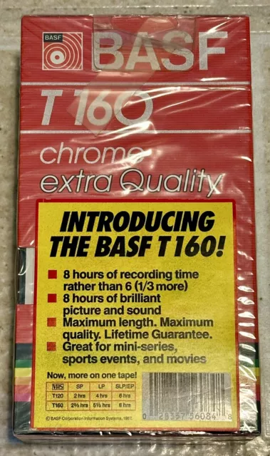 BASF  T 160/ T 120 Two Pack Chrome Extra Quality Blank VHS Tape SEALED NEW