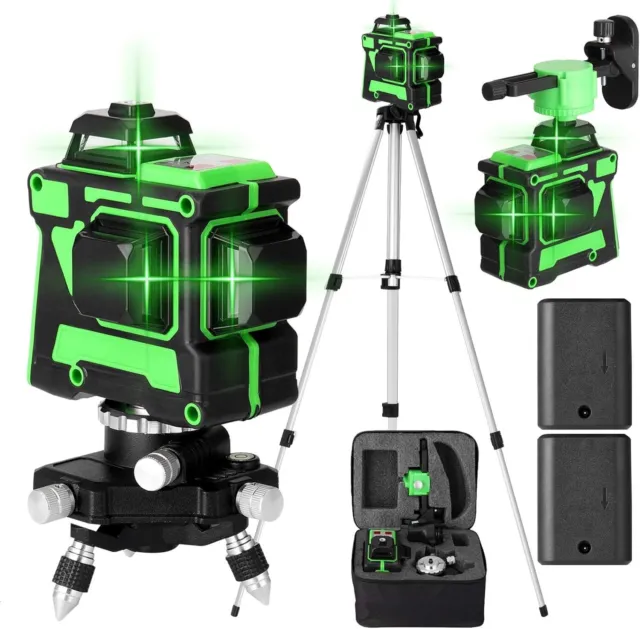 Niveau-Laser Vert Autonivelant 3x360° Vislone, Rotatif 3D 12 Lignes Autonivellem