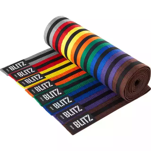 Blitz Colour Belt / Black Stripe - Karate Taekwondo Judo