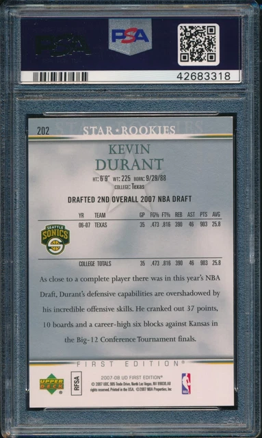 2007 kevin durant rookie card upper deck