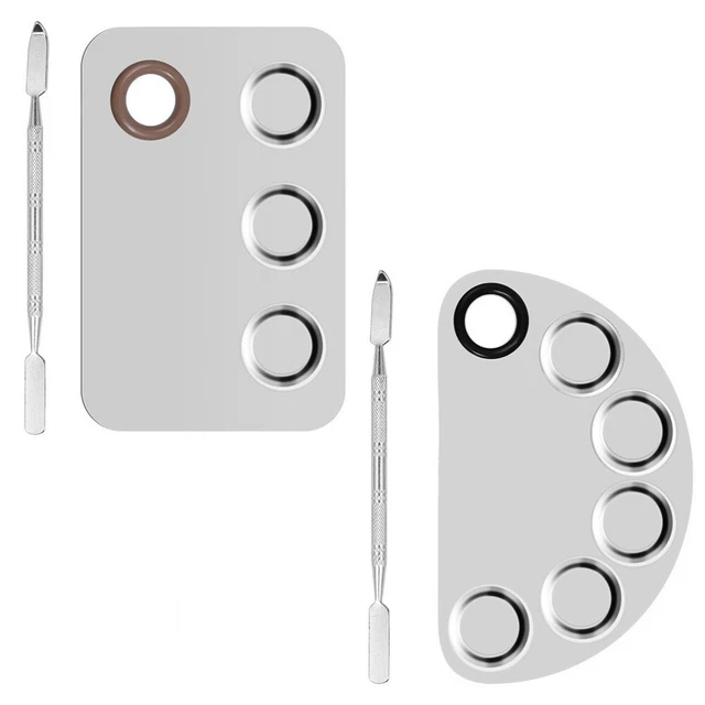 4 Pcs Stainless Steel Palette Nail Art Metal Mixing Makeup Painted
