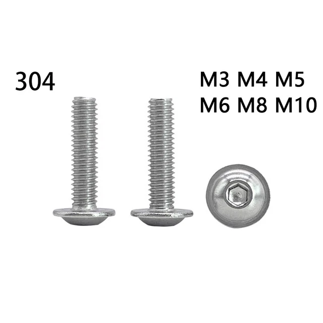 Vis à Tête Hexagonale Creuse (Allen) Acier Inoxydable 304 - M6 M8 M10 M12 - Pas Fin - Neuf