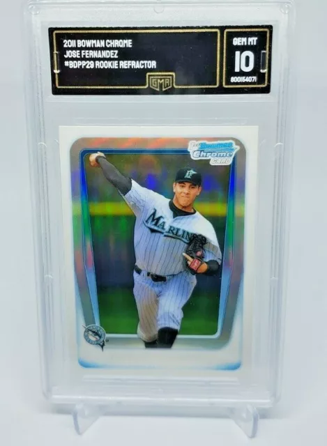 2011 Jose Fernandez 1st Bowman Chrome #bdpp29 Rookie Refractor GMA GEM MINT 10! 3