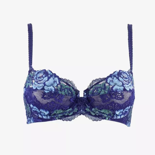 CHARLOTT" soutien gorge85B corbeille +tanga1 fleur bleue neuf avec etiquette 2