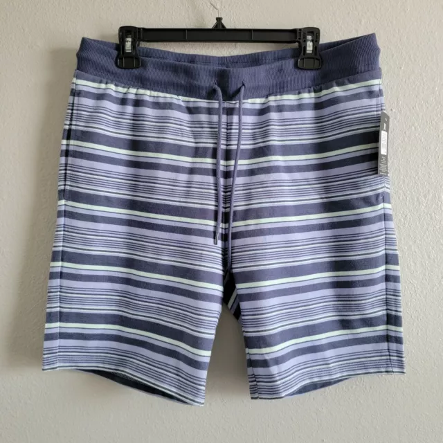 Hurley MensTerry Knit Shorts Sz L Drawstring Coastal Dunes Lounge Diffused Blue
