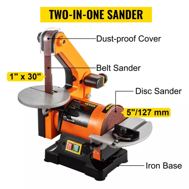 VEVOR 250W Lijadora de Banda 760mm Sander Lijadora de Cinta Eléctrica 13.5 m/s 2