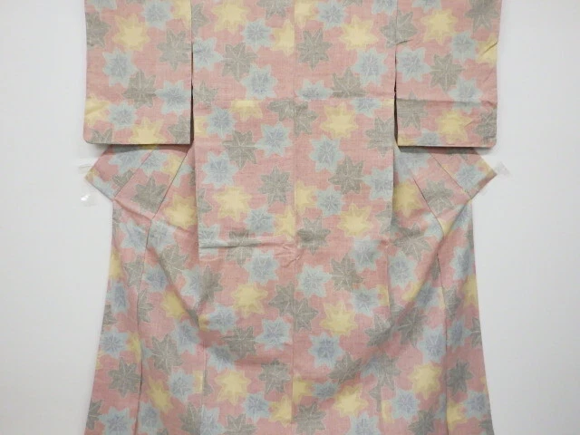 6245583: Japanese Kimono / Antique Kimono / Mawata Tsumugi / Woven Maple