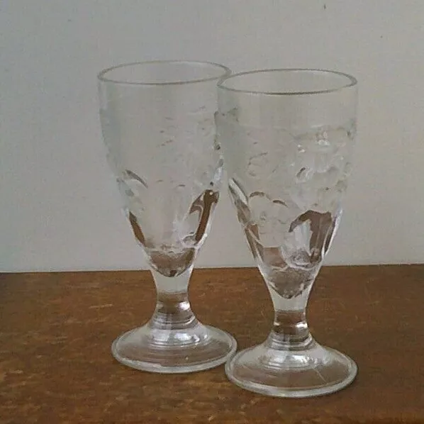 Vintage (1980's) 'Frosted' Fruit Juice Glasses x 2 # 2.