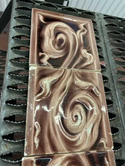 American Encaustic Tiling Co. (AETCO) Art Nouveau Polyptych Set (4) 6”x6” Tiles