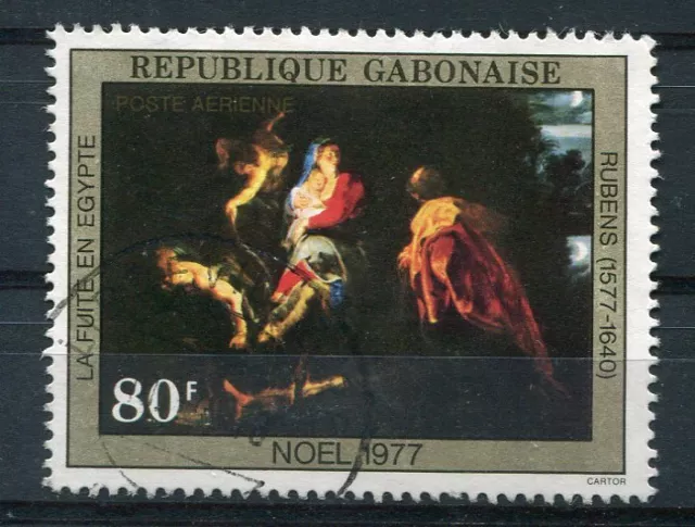 Gabon - 1977, Stamp Aerial 203, Christmas, Picture Rubens, Obliterated