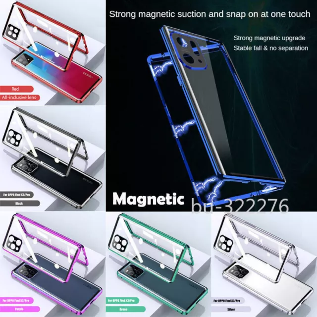 For Oppo Find X2 X3 Lite X5 X6 Pro Glass Screen Cover 360 Protect Magnetic Case