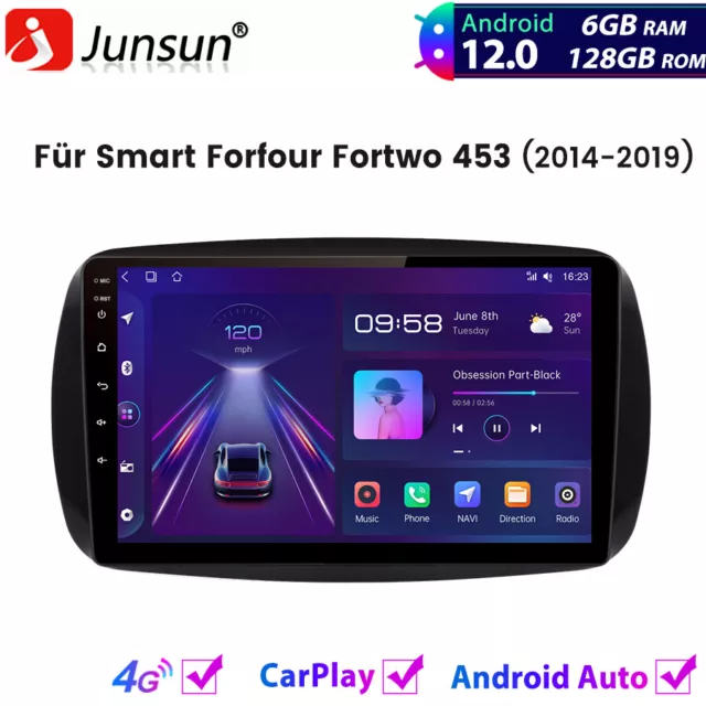 6+128G Carplay Für Mercedes Benz Smart Forfour Fortwo 453 Autoradio Android12 BT