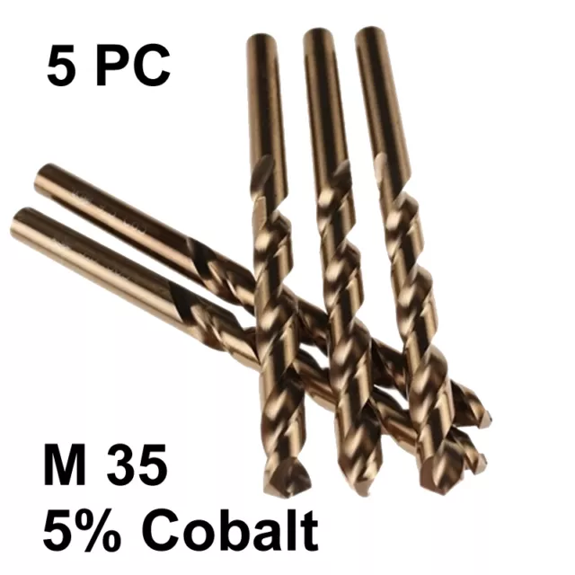 5 PC HSS Drill Bit Set M35 5% Cobalt, 3.5mm Metric, Drilling on Stainless Steel