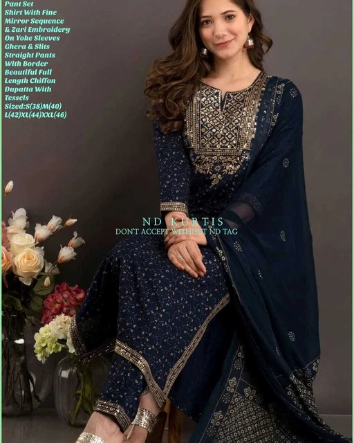 Pakistani Salwar Kameez Dupatta Wedding Kurta Palazzo Beautiful Zari Work Kurti