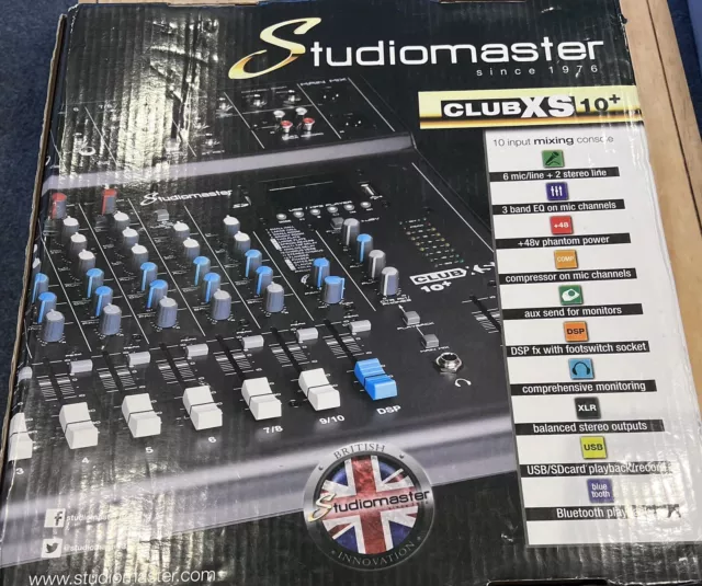 Studiomaster CLUB XS 10+ Channel Mixer Desk USB SD Recorder Bluetooth Playback