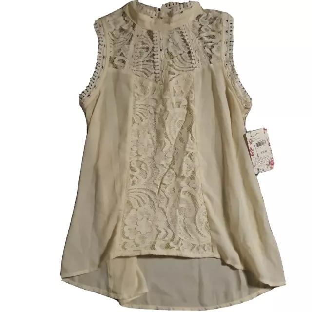 Lace Shirt Prairie Dream by Self Esteem women's sz. Small sleeveless summer