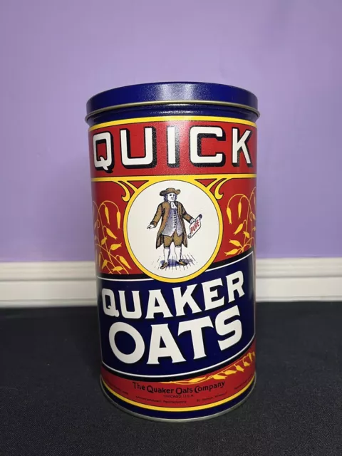 Vintage 1990 Quick Quaker Oats Tin Limited Edition Advertising Container EMPTY